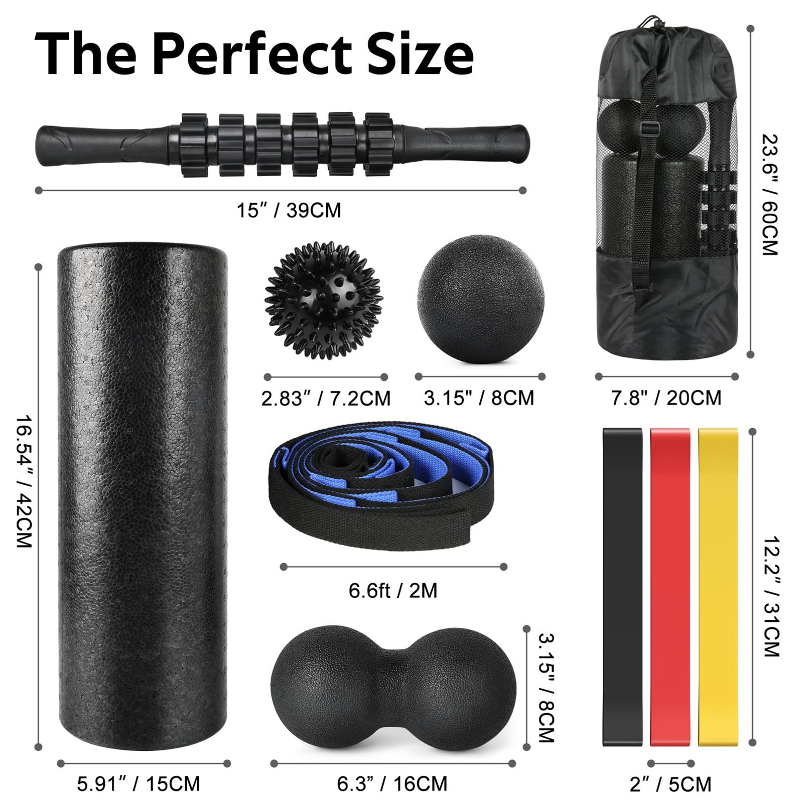 7 in1 Foam Roller Set for Deep Tissue Muscle Massager - High Density Back Roller