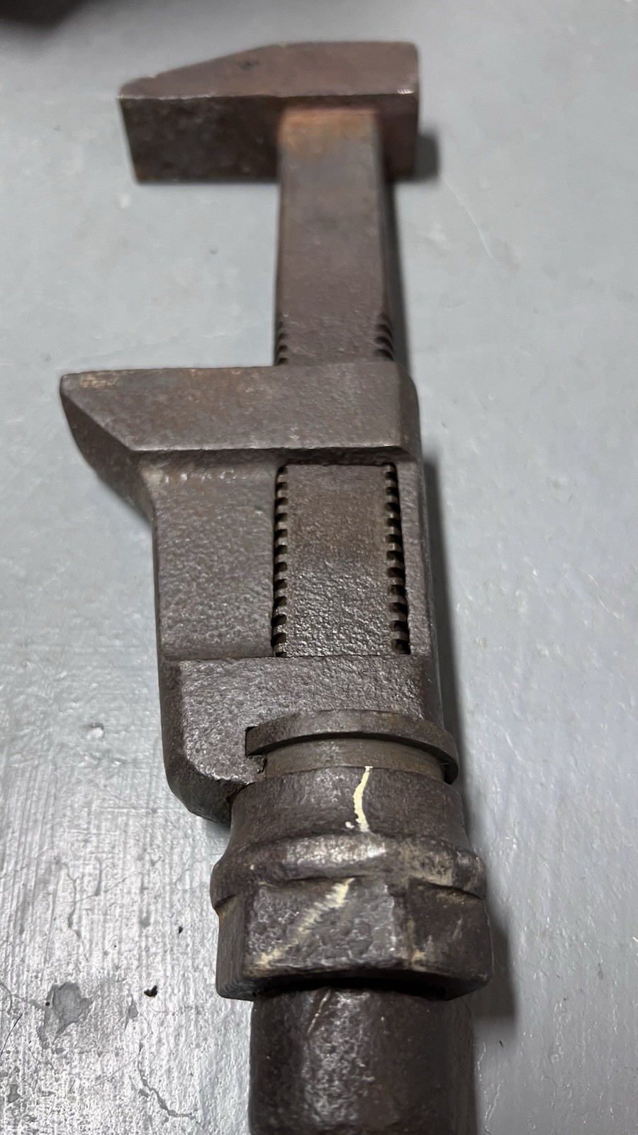 Vintage Adjustable Pipe Wrench solid steel Handle Collectible Iron Tool