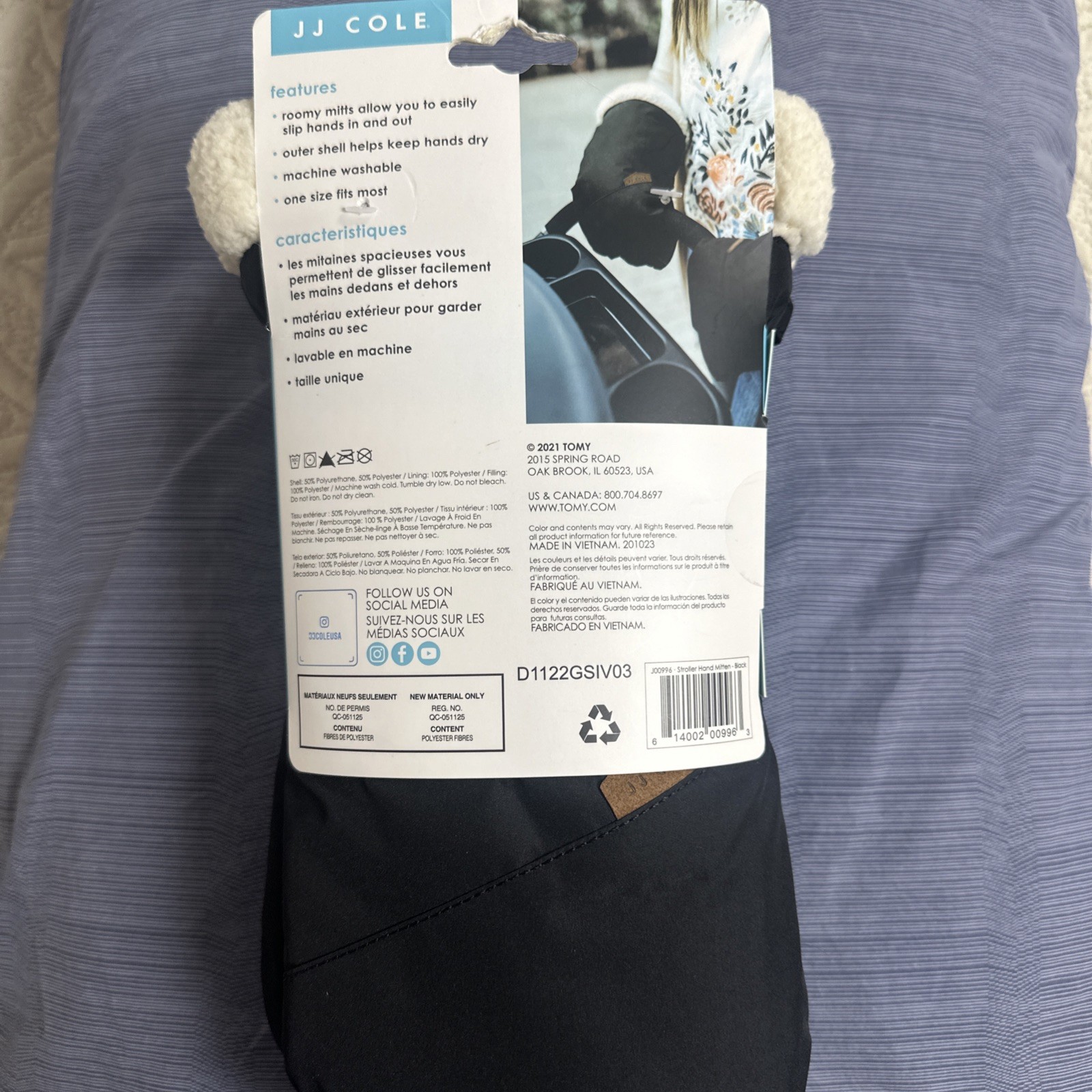 JJ Cole Black BundleMitts with Stroller attachment NiP