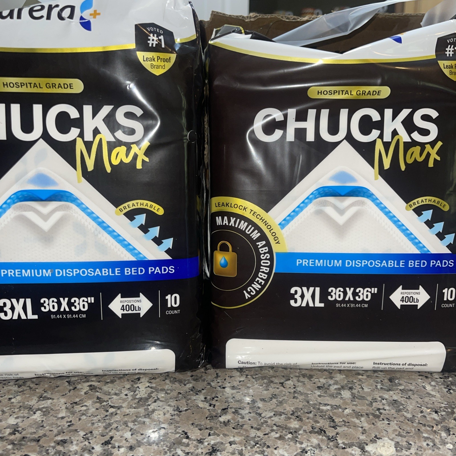 Chucks  MAX-Plus Hospital Bed Pads 20 Disposable Adult 36 x 36 Soft & Breathable