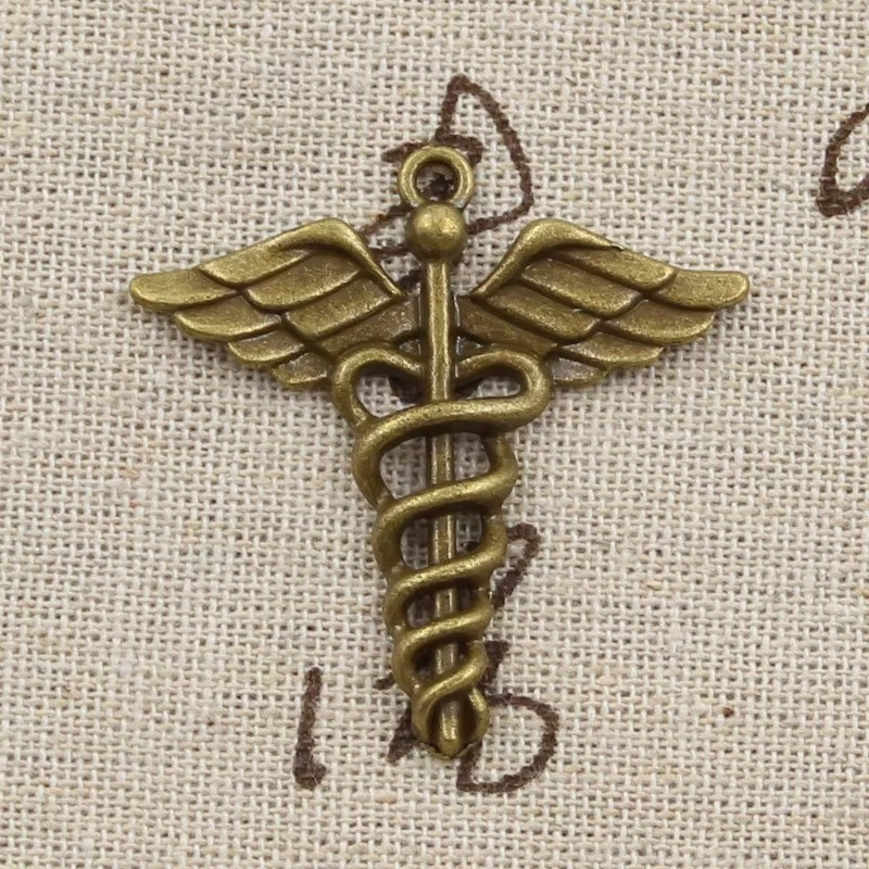 8pcs Caduceus 40x40mm Antique Pendant Decorative Collectibles Bronze Bracelet