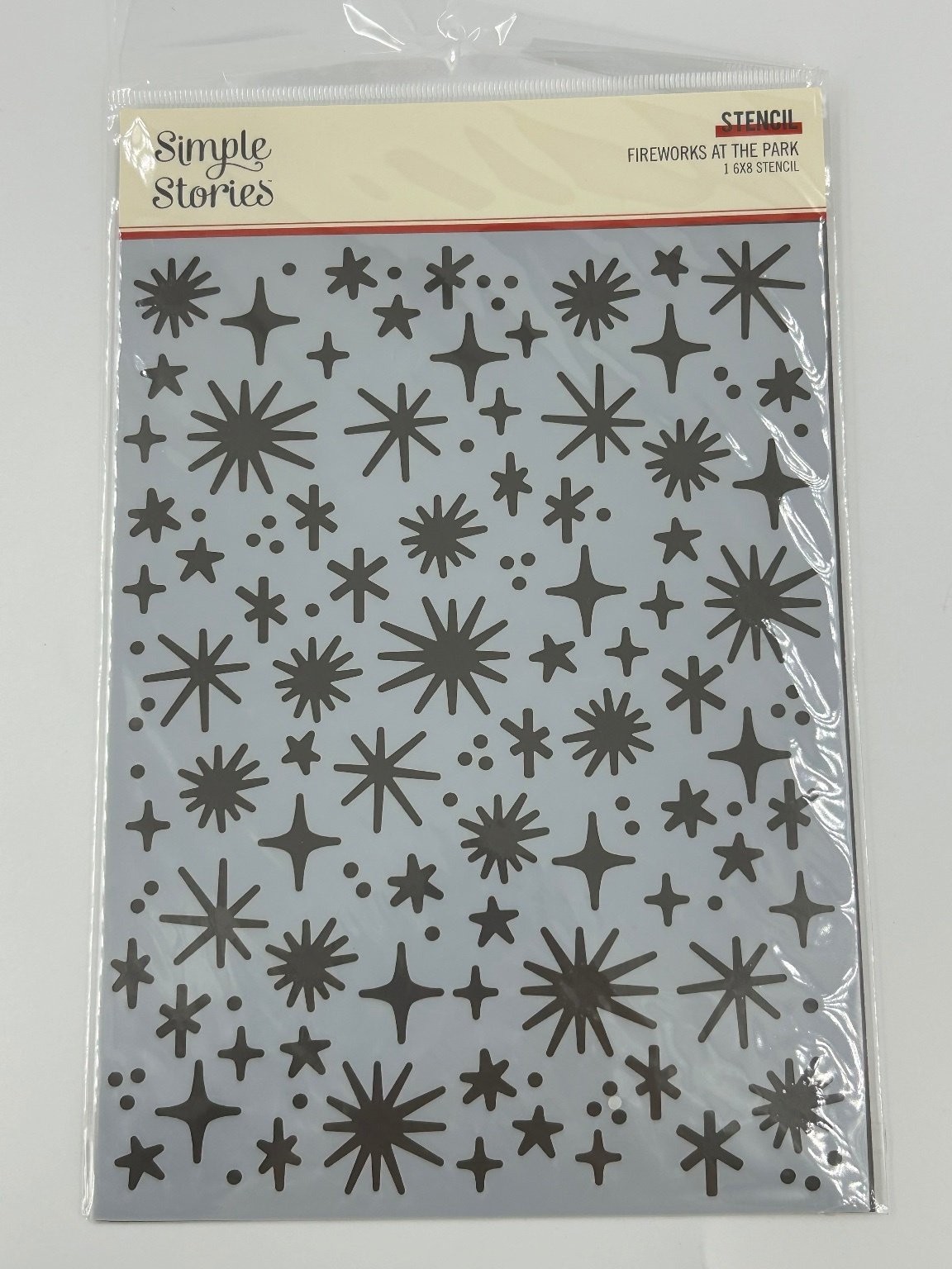 Simple Stories Fireworks At The Park Stencil 6x8 Stars Scrapbooking