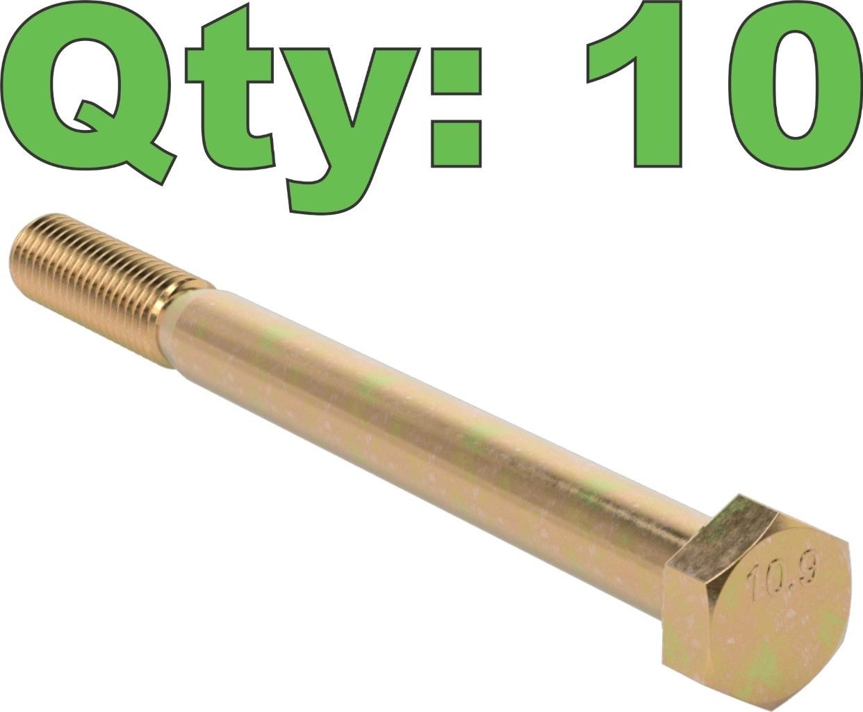 (10) M12-1.75 x 140mm High Strength Hex Head Bolt Class 10.9 McMaster 90854A297