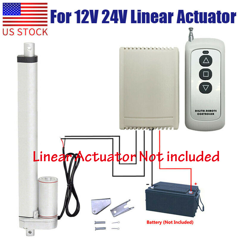 Wireless Remote Control Kit for DC 12V 24V Linear Actuator Motor Controller US