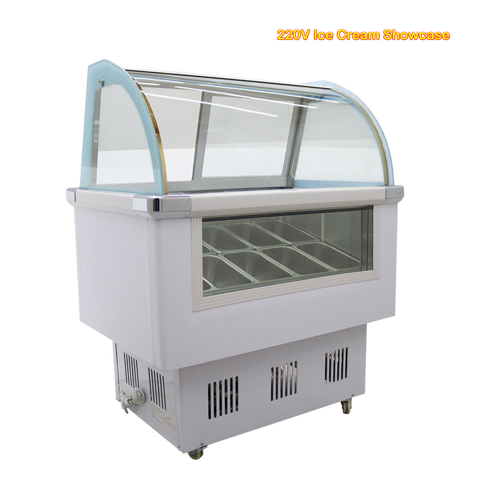 10-Pan Ice Cream Showcase Refrigerator w/LED Light 39x27.36x48.8 Inch 220V 180W