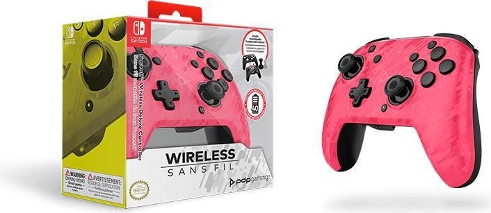 PDP Faceoff Deluxe Wireless Switch Pro Controller  Pink Camo - Nintendo Switch