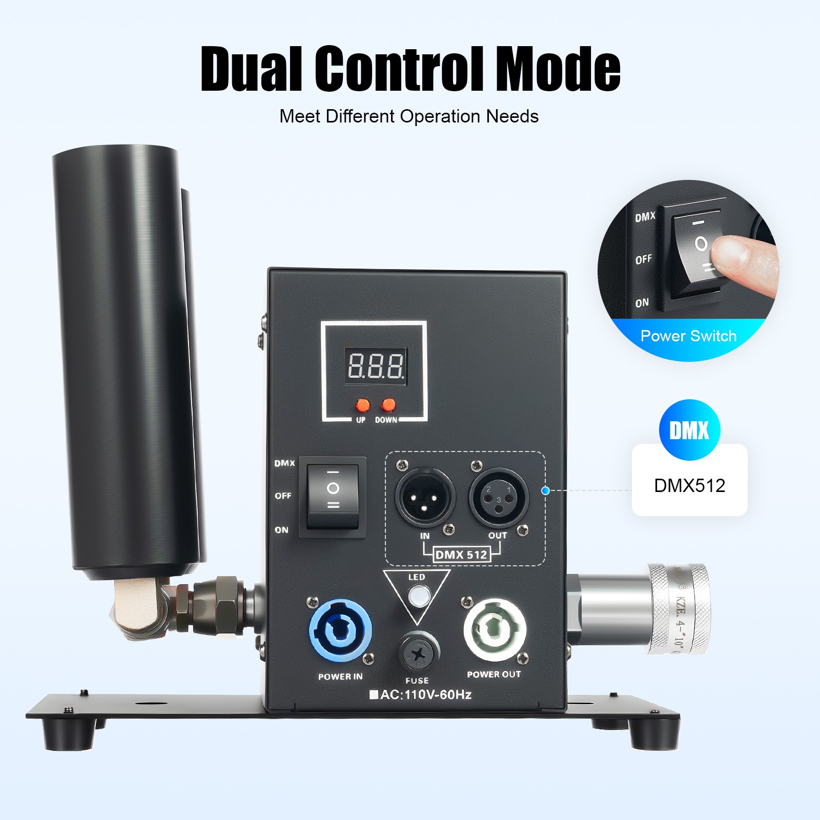2-Nozzle CO2 Column Fog Machine CO2 Cannon Stage Smoke Effect DMX512 w/20ft Hose