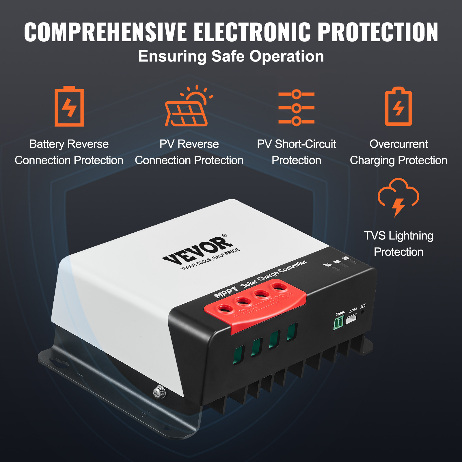 VEVOR MPPT Solar Charge Controller 50 Amp 12V / 24V Auto Solar Panel Controller