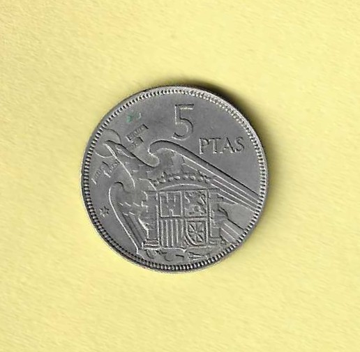 1957 Spanish 5 Pesetas EF.40