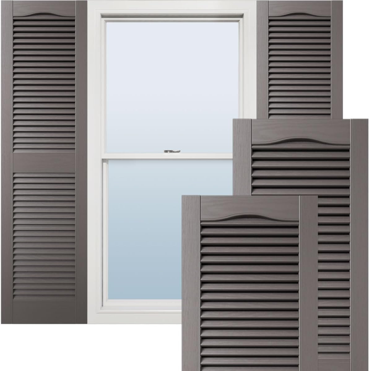 Lifetime Vinyl LL1S14X08000MS Standard Cathedral Top Center Mullion, Open Louver