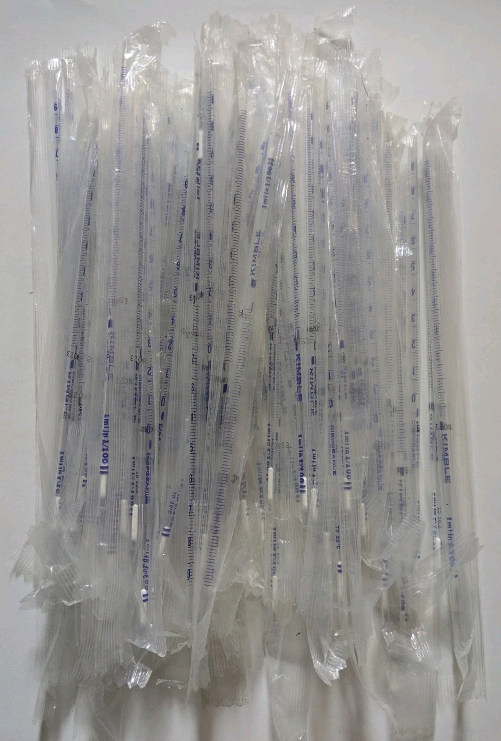 Kimble Disposable Pipets 1mL X 1/10 Glass Sterile Plugged Lot Of 68 School Chem