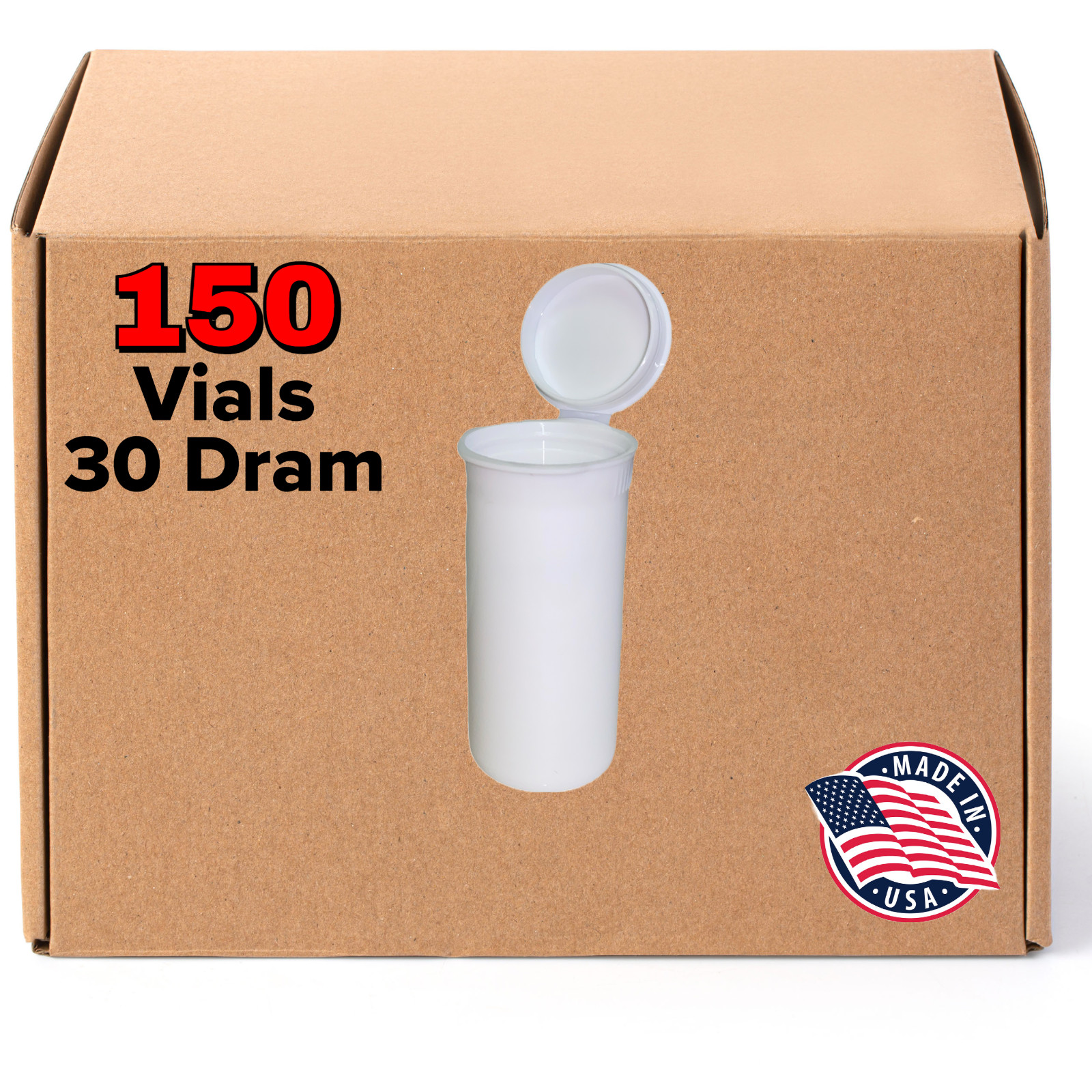 150 White Vials - 30 DRAM Pop Top Bottle - Smell Proof Containers - BPA-Free