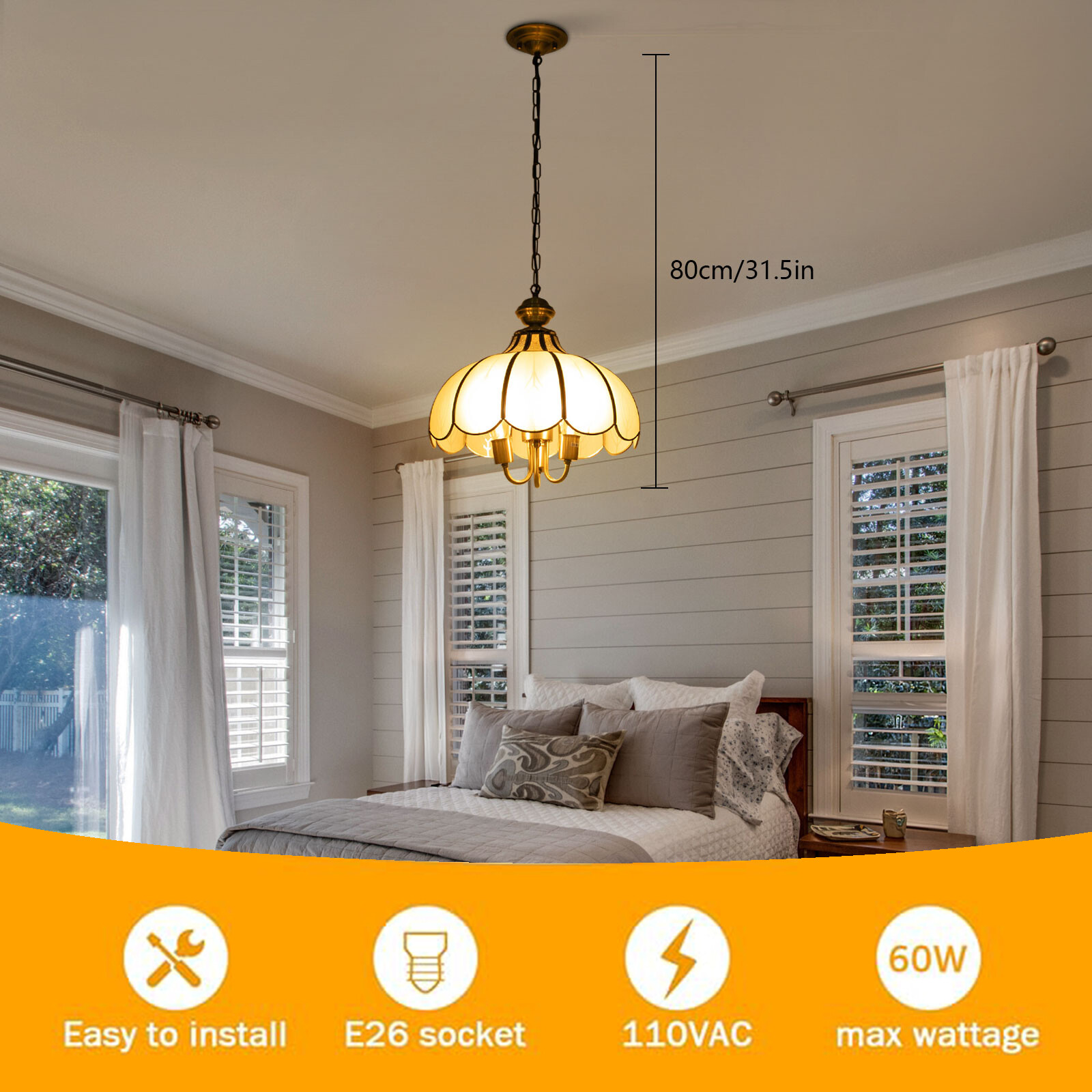 Gold Round Ceiling Light Fixture, Glass Chandelier, Vintage Chandelier 100-240V