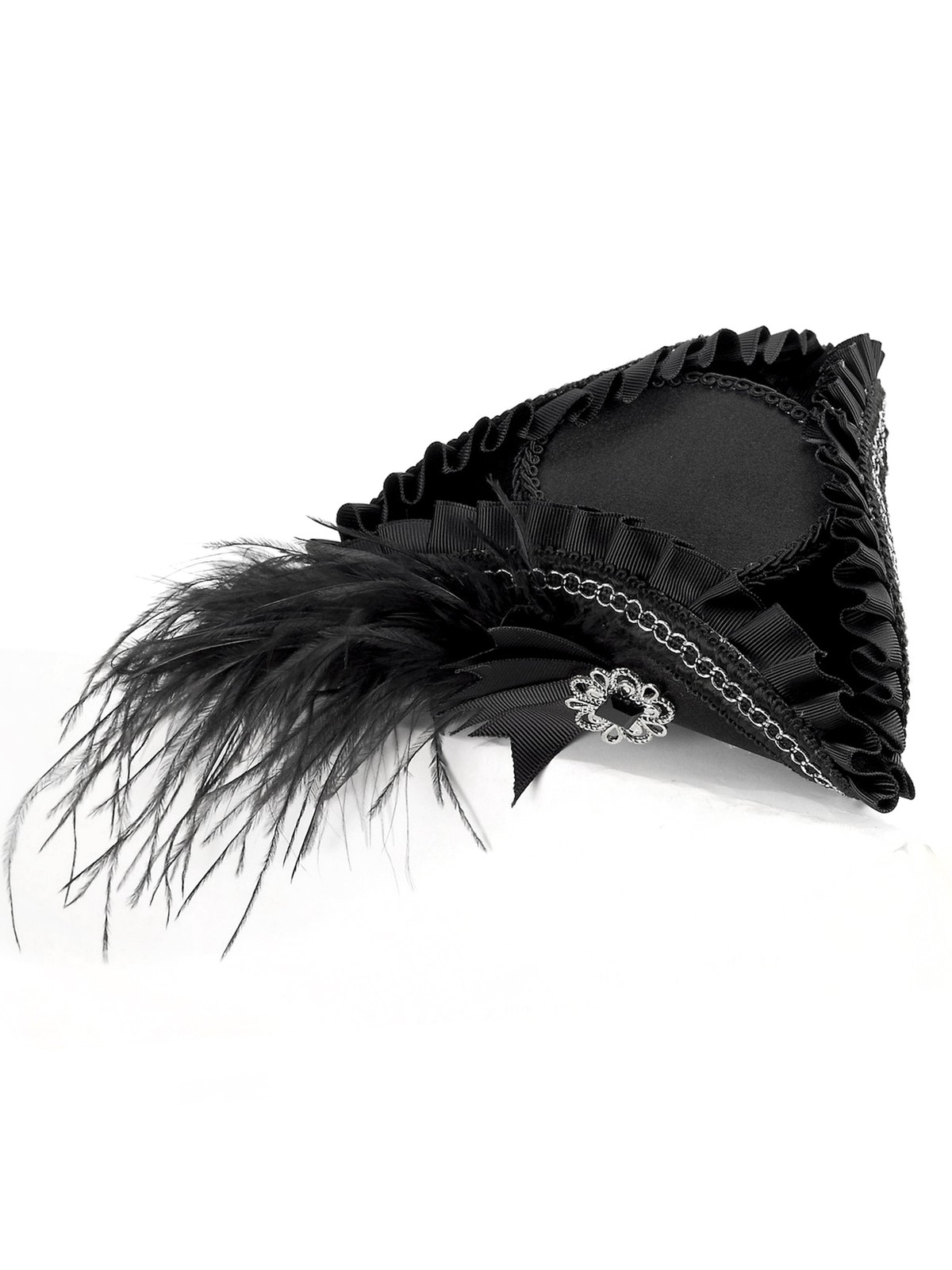 Mini Tri Corner Black Pirate Style Hat Costume Accessory