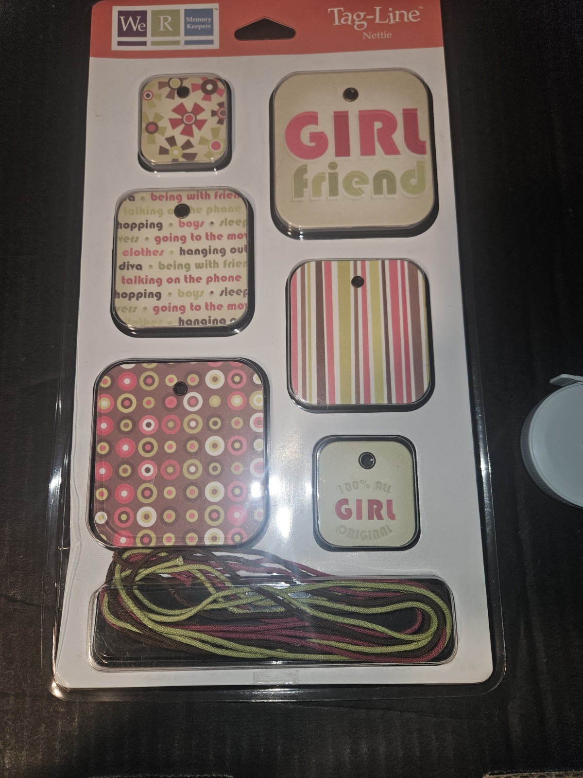We R Memory Keepers Tag-Line Nettie Pack tags with string Girl Friends FUN