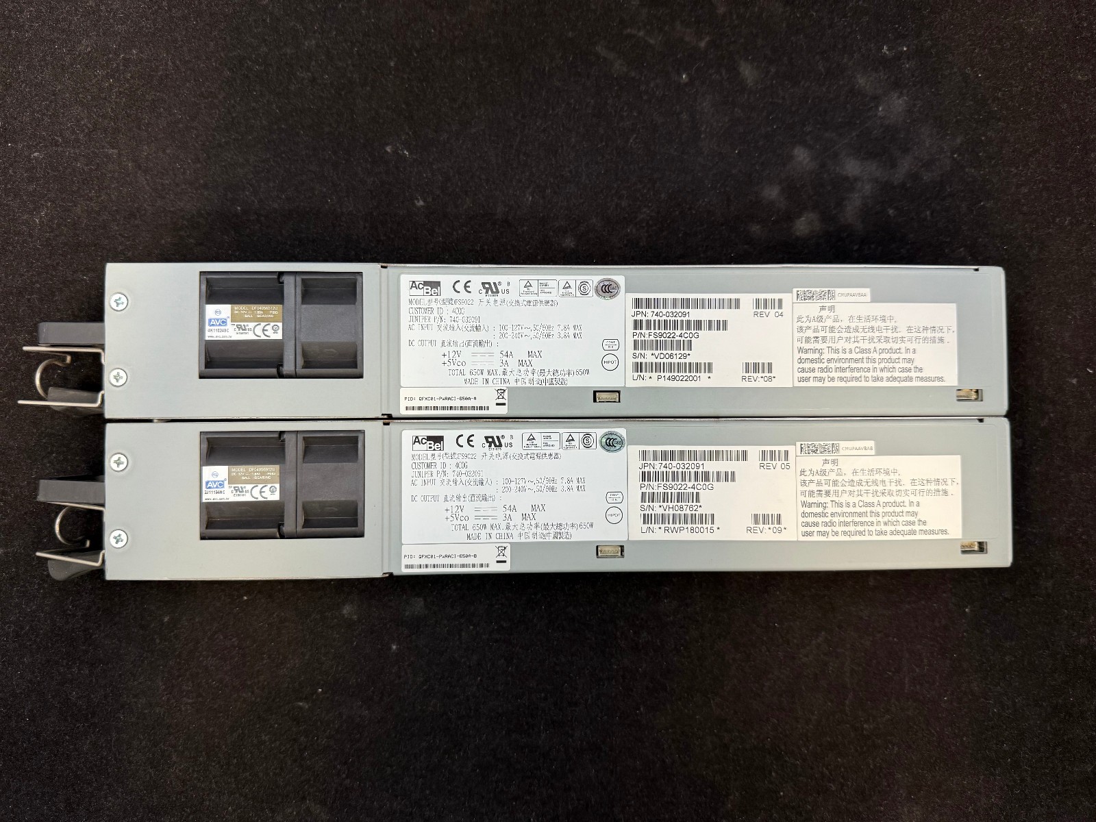 *LOT OF 2* Juniper AcBel QFXC01-PWRACI-650A-A/B 740-032091 FS9022-4C0G 650W PS