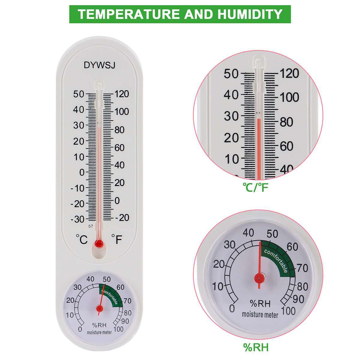 4PCS Wall-Mount Thermometer Indoor Outdoor Garden Greenhouse Home Humidity Meter