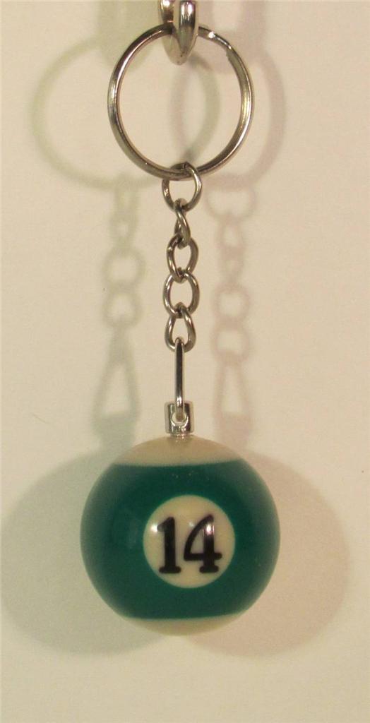 1 Inch Number 14 FOURTEEN Mini Billiard Snooker POOL BALL Key Chain NEW