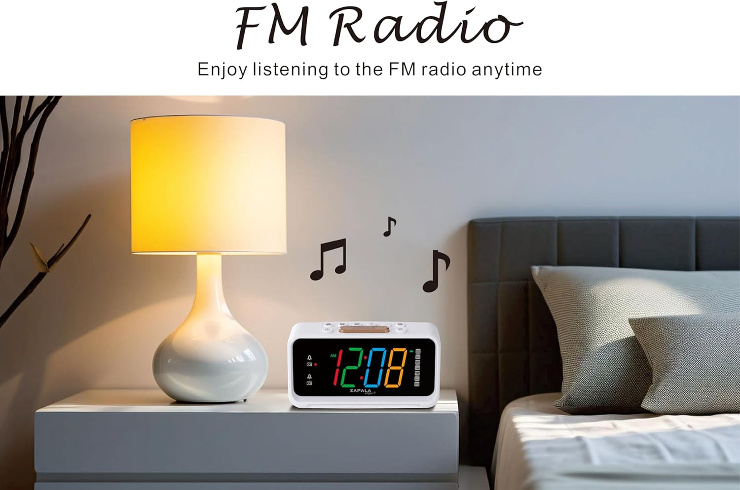 Alarm Clock Radio, 2 Alarms Jumbo LED Display Plug in Digital FM Clock Radio wit