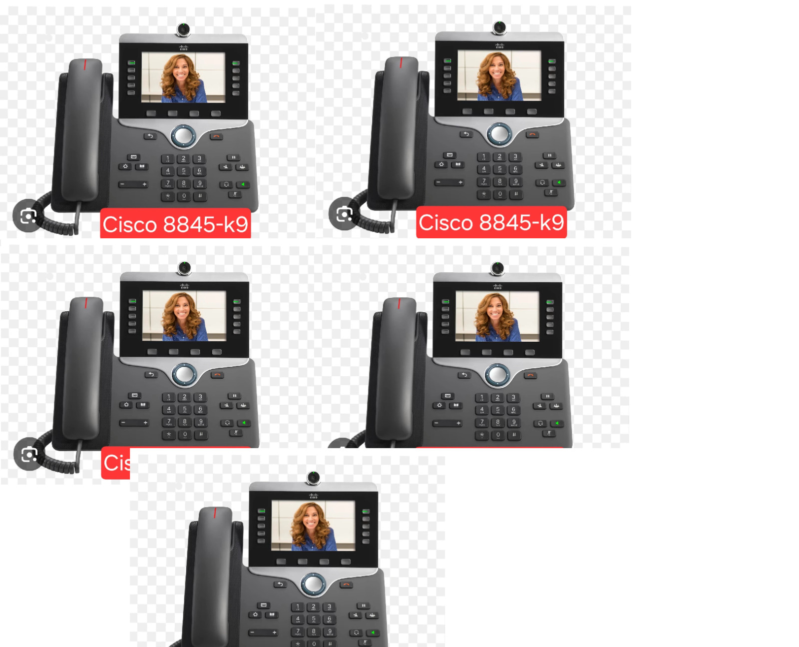 LOT of 5 Cisco CP-8845-K9 IP Phone, Charcoal Video IP VOIP 3PCC MPP Phone