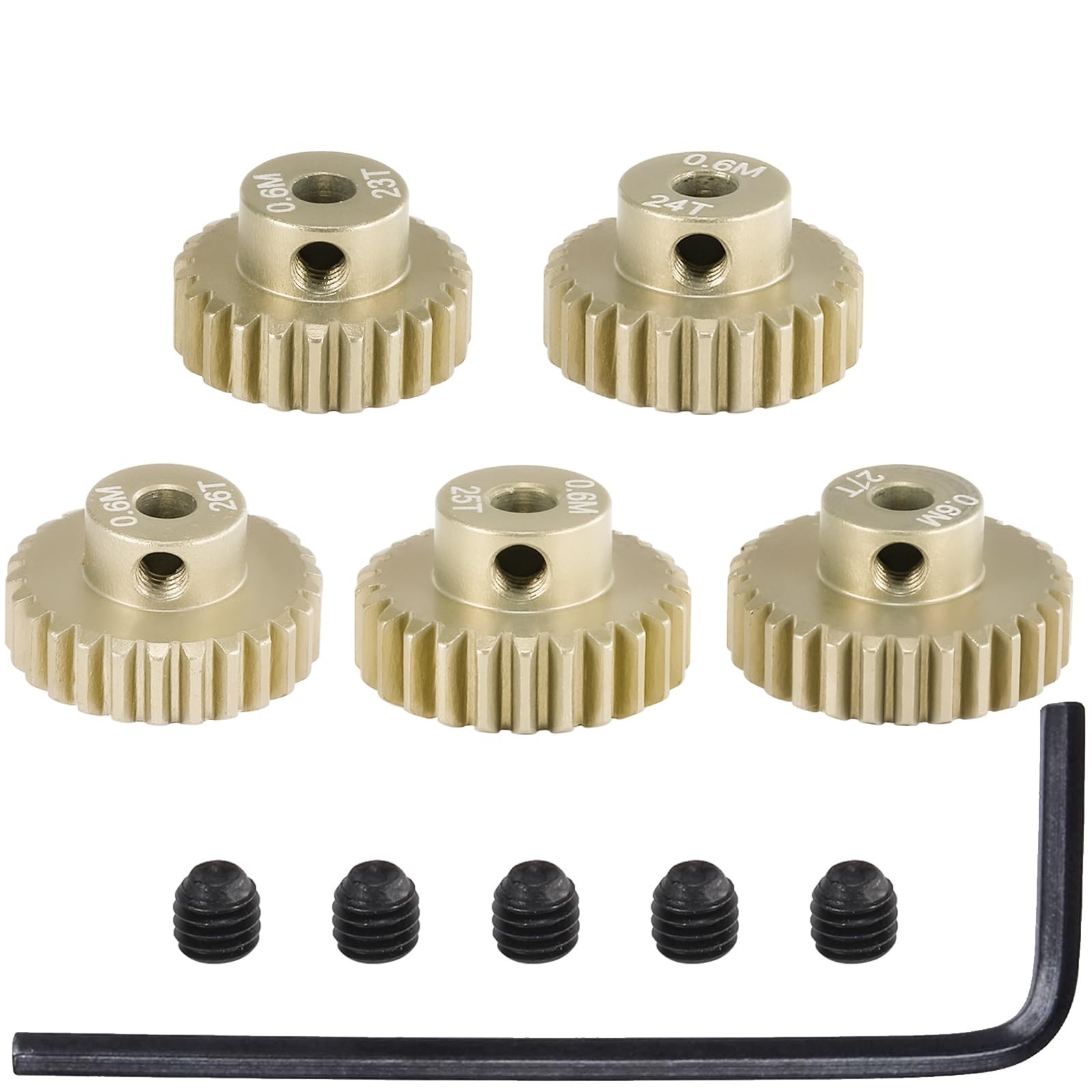 M0.6 Pinion Gear Set 3.175mm 23T 24T 25T 26T 27T 5PCS 7075 Aluminum Alloy Met...