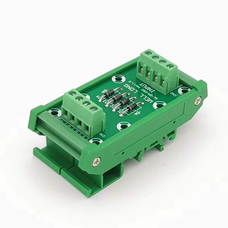 DIN Rail Mounted 4-Channel Diode Protection Module IN4007 1A/1200V Diode