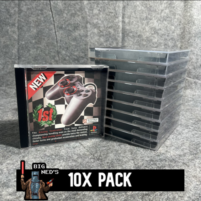 10x Replacement Jewel Case for Playstation 1 PS1 Game Disc - Clear Shell & Tray