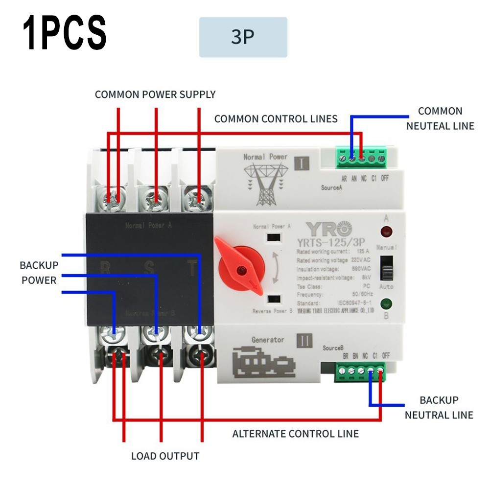 Transfer Switch Changeover Switch Indoor & Outdoor 2P 50/60Hz Transfer Switch