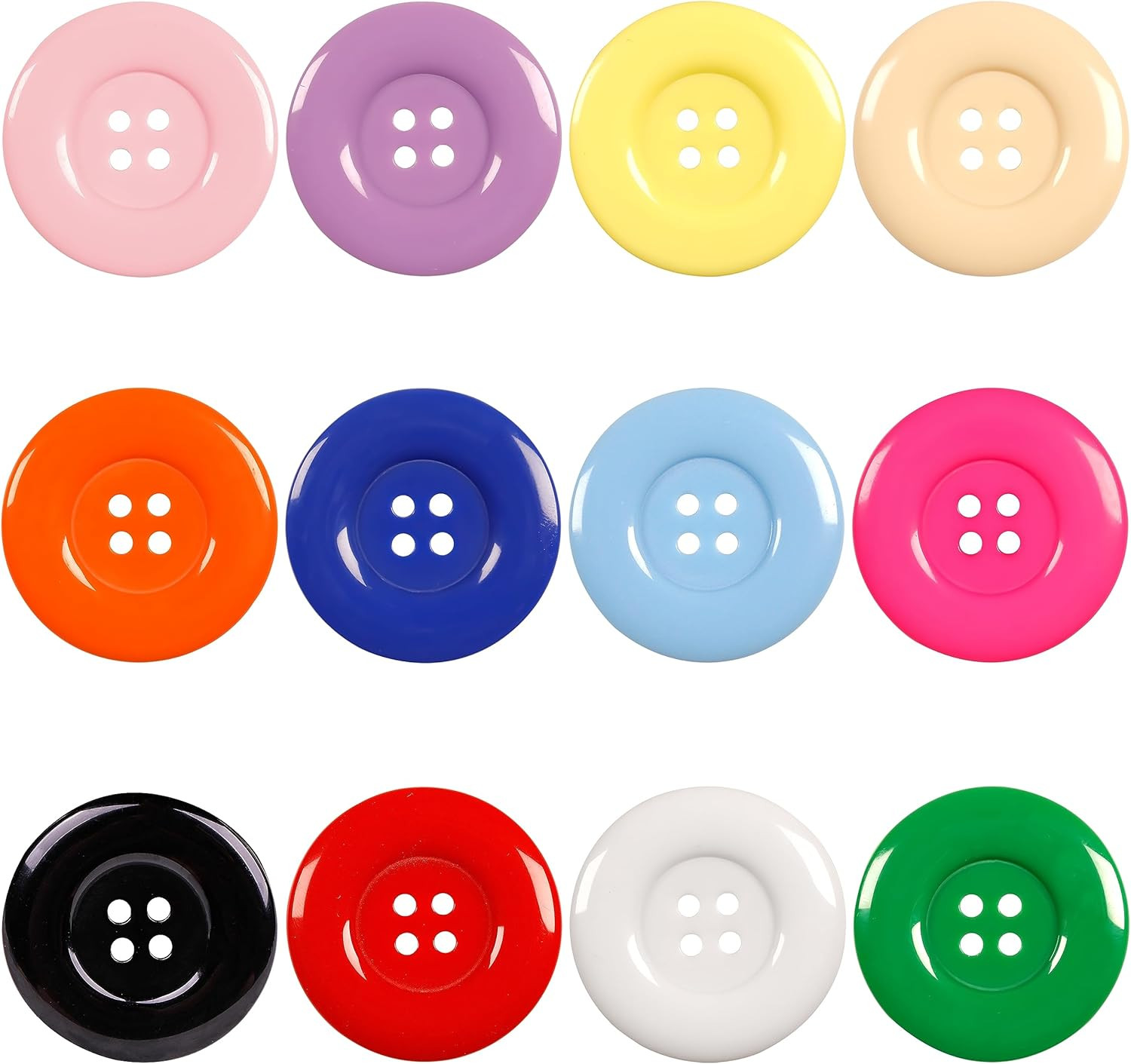 50Pcs 1.5Inch(38Mm) Sewing Resin Buttons round Shape 4 Holes Craft Buttons for S