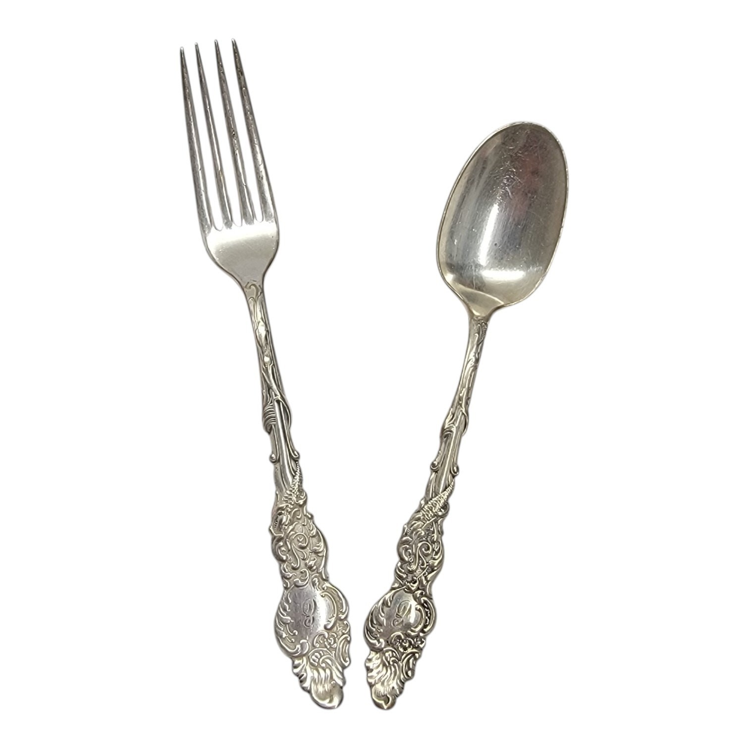 1847 Rogers Bros A1 Silverplate Flatware Fork Spoon Set Monogram E Vintage