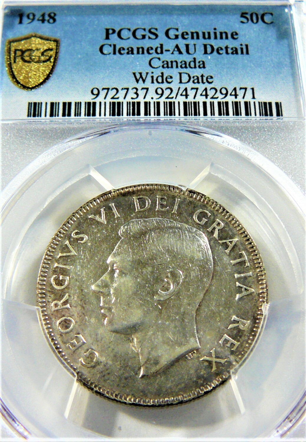 Canada 1948 Silver 50 cents PCGS AU Detail - Cleaned