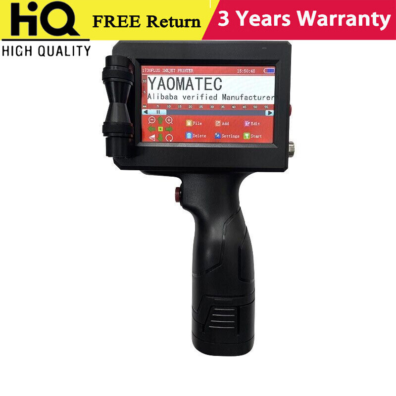12.7mm handheld inkjet printer 4.3-inch screen prints date QR code barcode