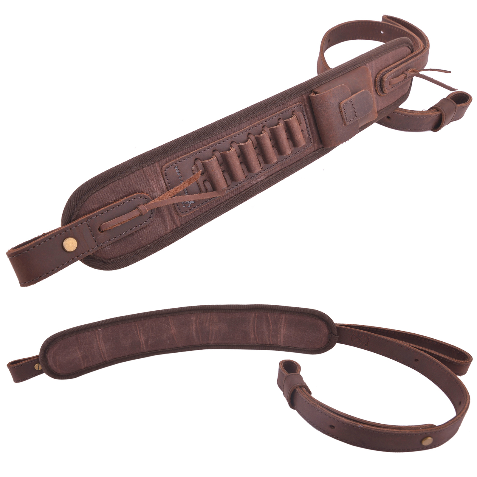 Rifle Carry Sling Strap with Rest Hole Canvas Leather for 30/30 .308 .22MAG 12GA