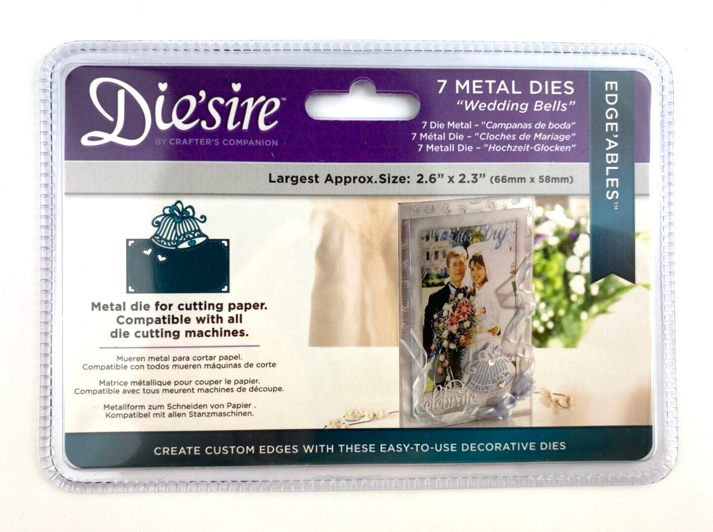 Crafters Companion Die'sire "WEDDING BELLS" Edge-Ables Metal Dies NEW