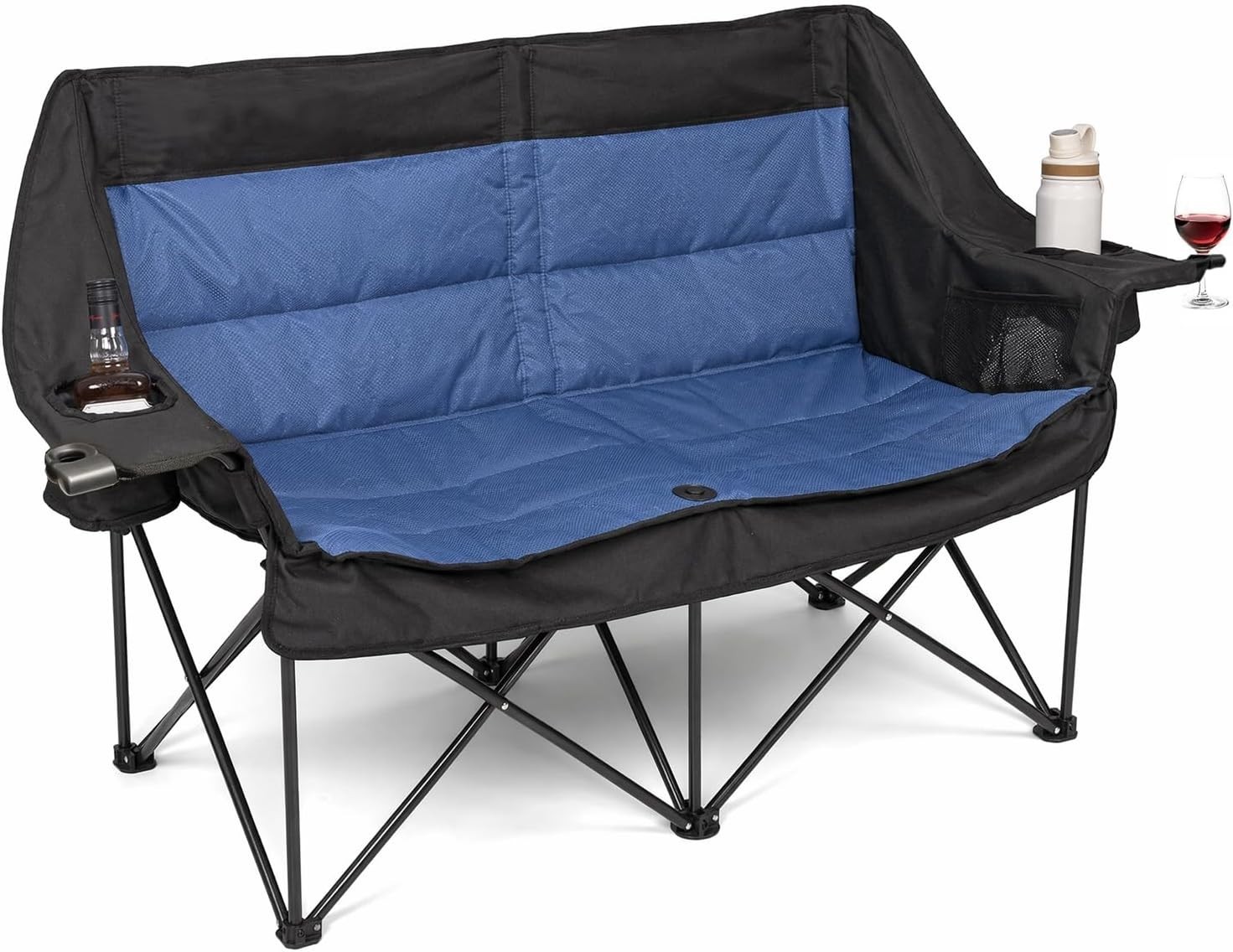 Double Camping Chairs for Adults Folding Loveseat, Heavy Duty Oversized 2 Person