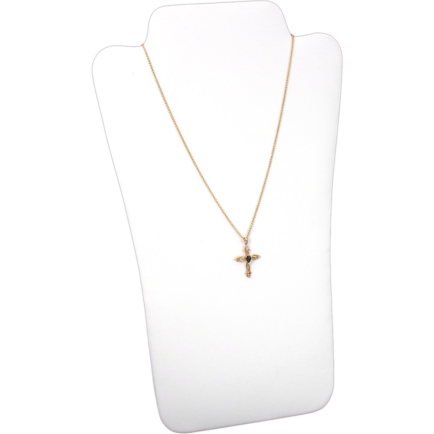 White Faux Leather Necklace Pendant Jewelry Display 7 5/8" x 13 1/2"