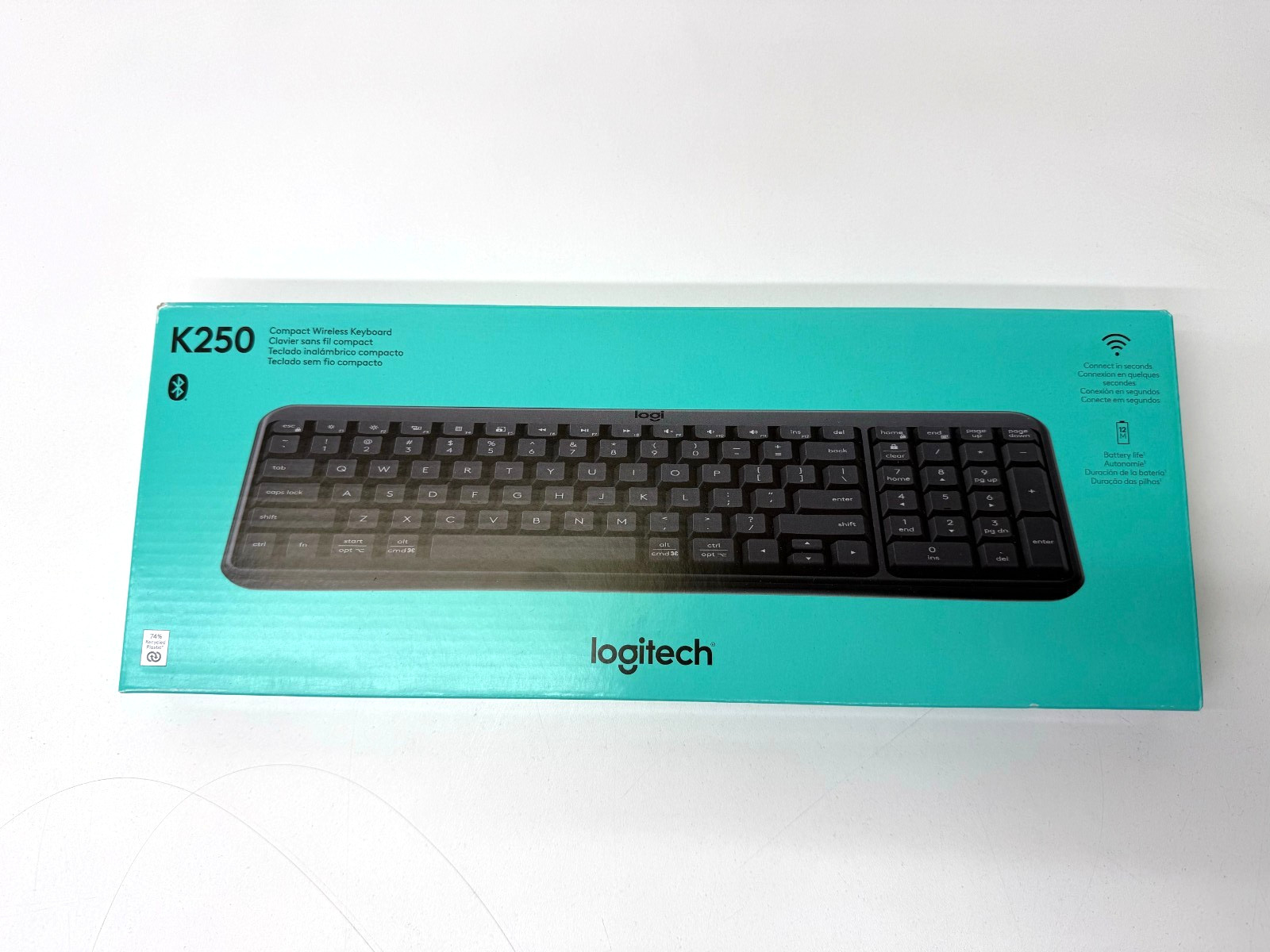 NEW Logitech K250 Bluetooth Wireless Keyboard with Numpad, Spill-Resistant