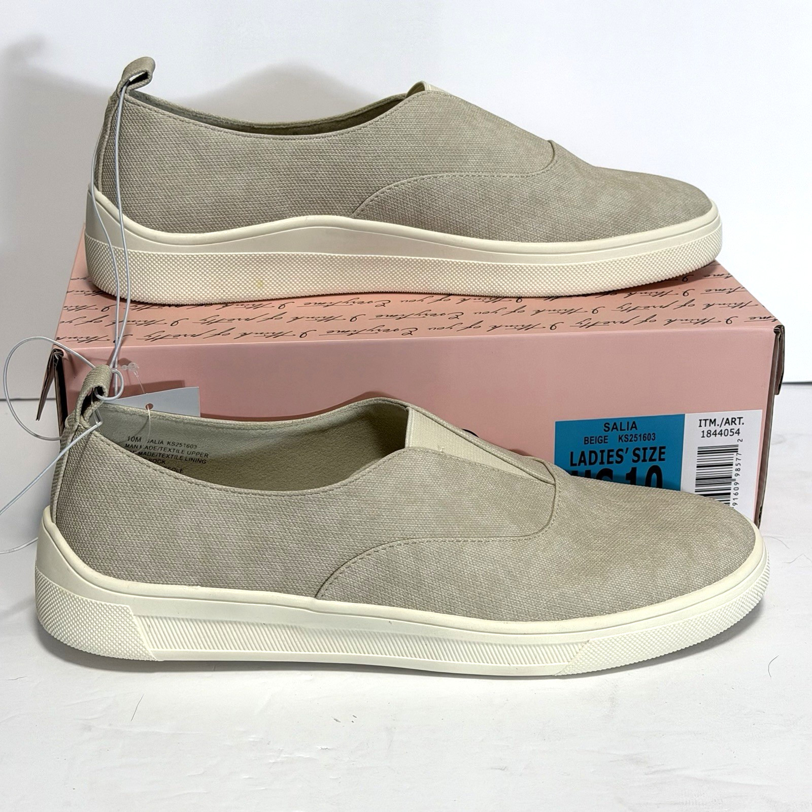 Kensie Salia Women’s Shoes Size 10 Beige Slip-On Casual Cushioned Sneakers NIB