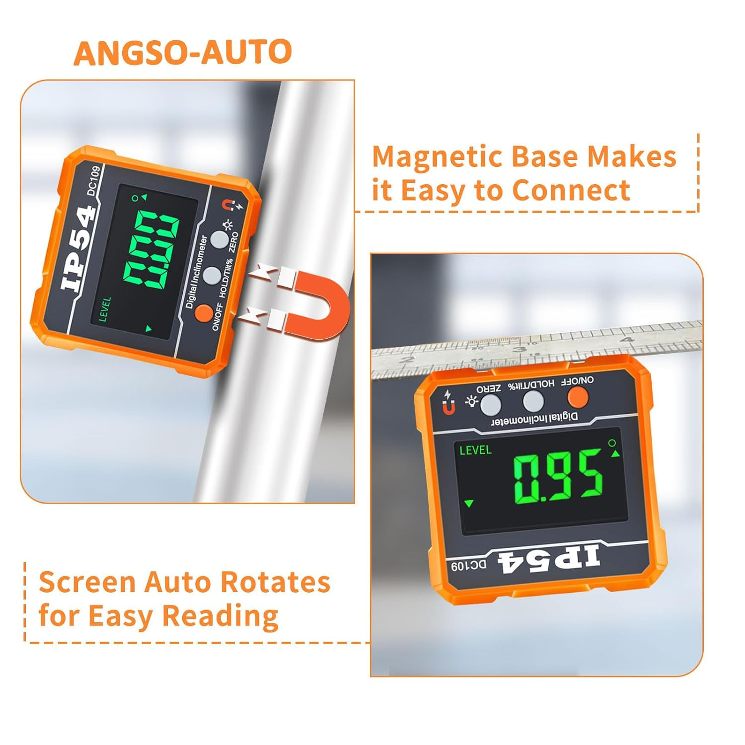IP54 Digital Angle Gauge ADAS Calibration Tool, 4 X 90 Measuring Range | Backlit