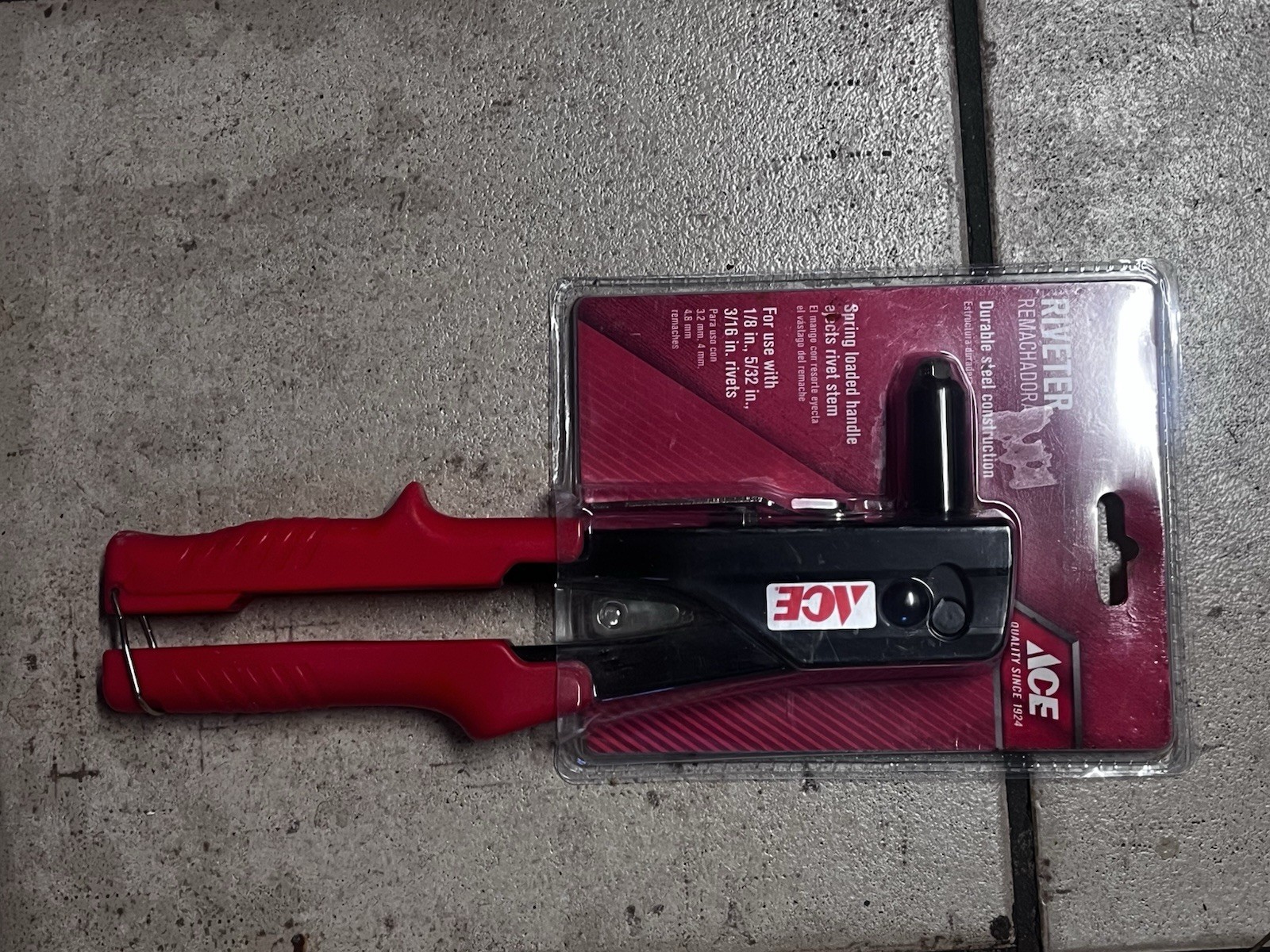 ACE MR334LE Hand Riveter Steel Red/Black 1/8 5/32 3/16 in 1 Piece MPN MR334LE