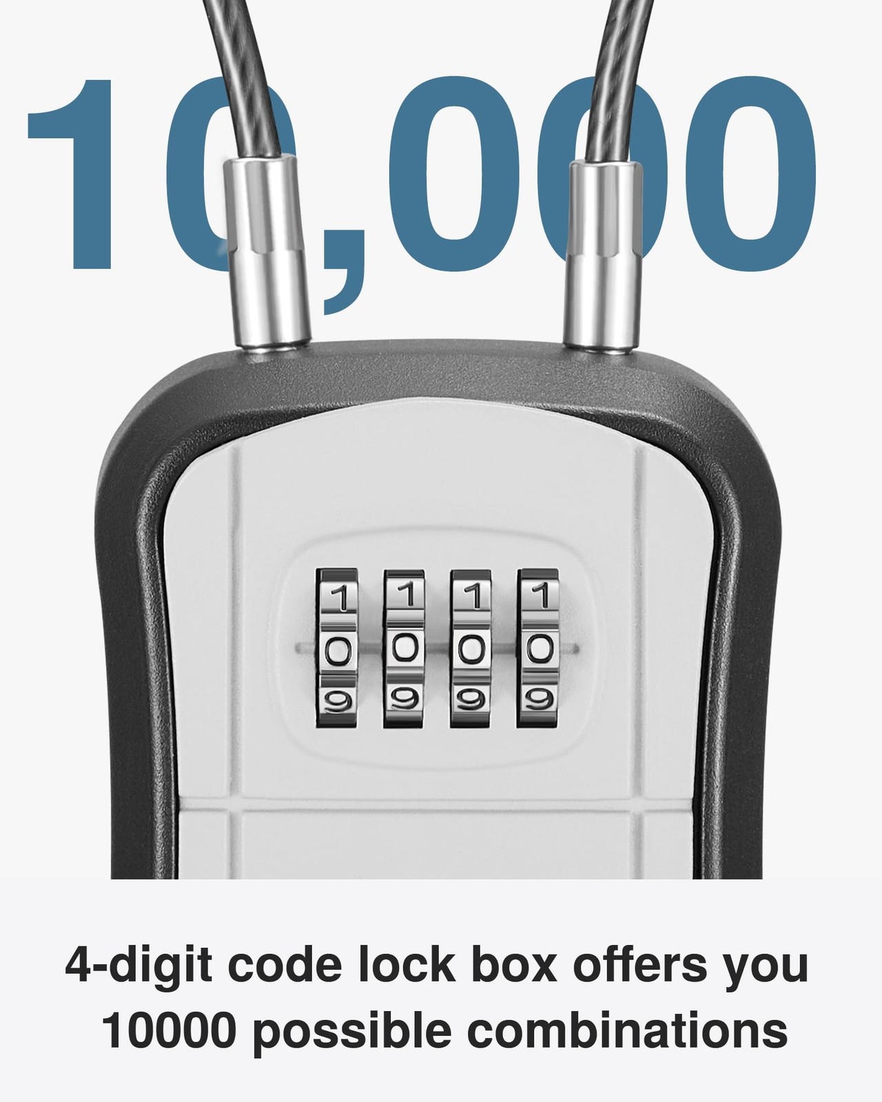 Lock Box, Portable Key Lock Box with Removable Cable Handle, Resettable Combi...