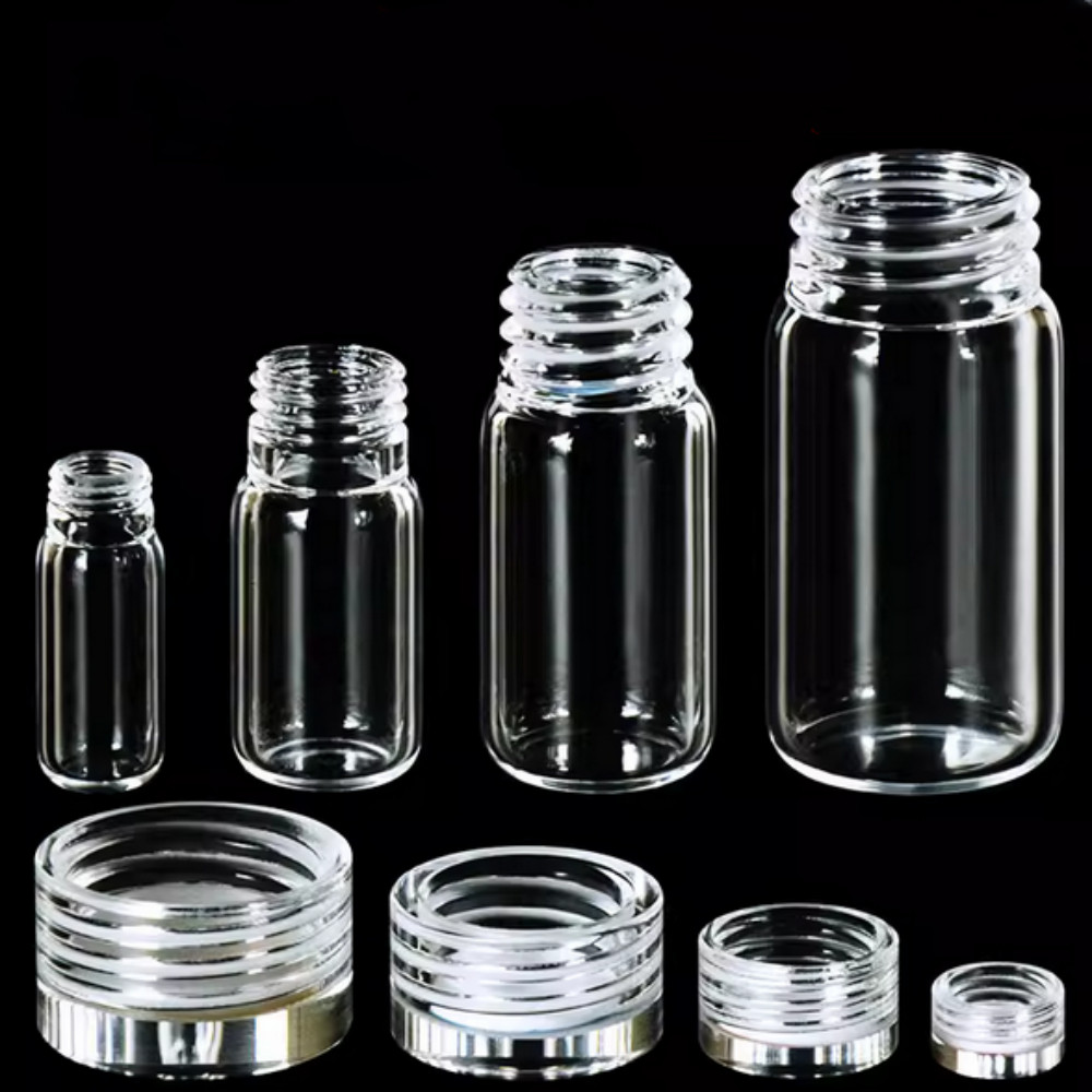 Quartz Glass Threaded Bottle with Quartz Cap - 2/5/10/20/30/40/50/100ml Option
