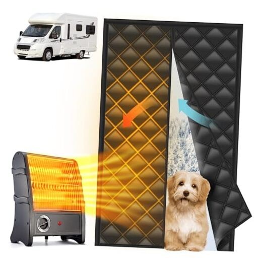 RV Insulated Door Cover - RV Door Insulation Curtain for Winter, Magnetic RV