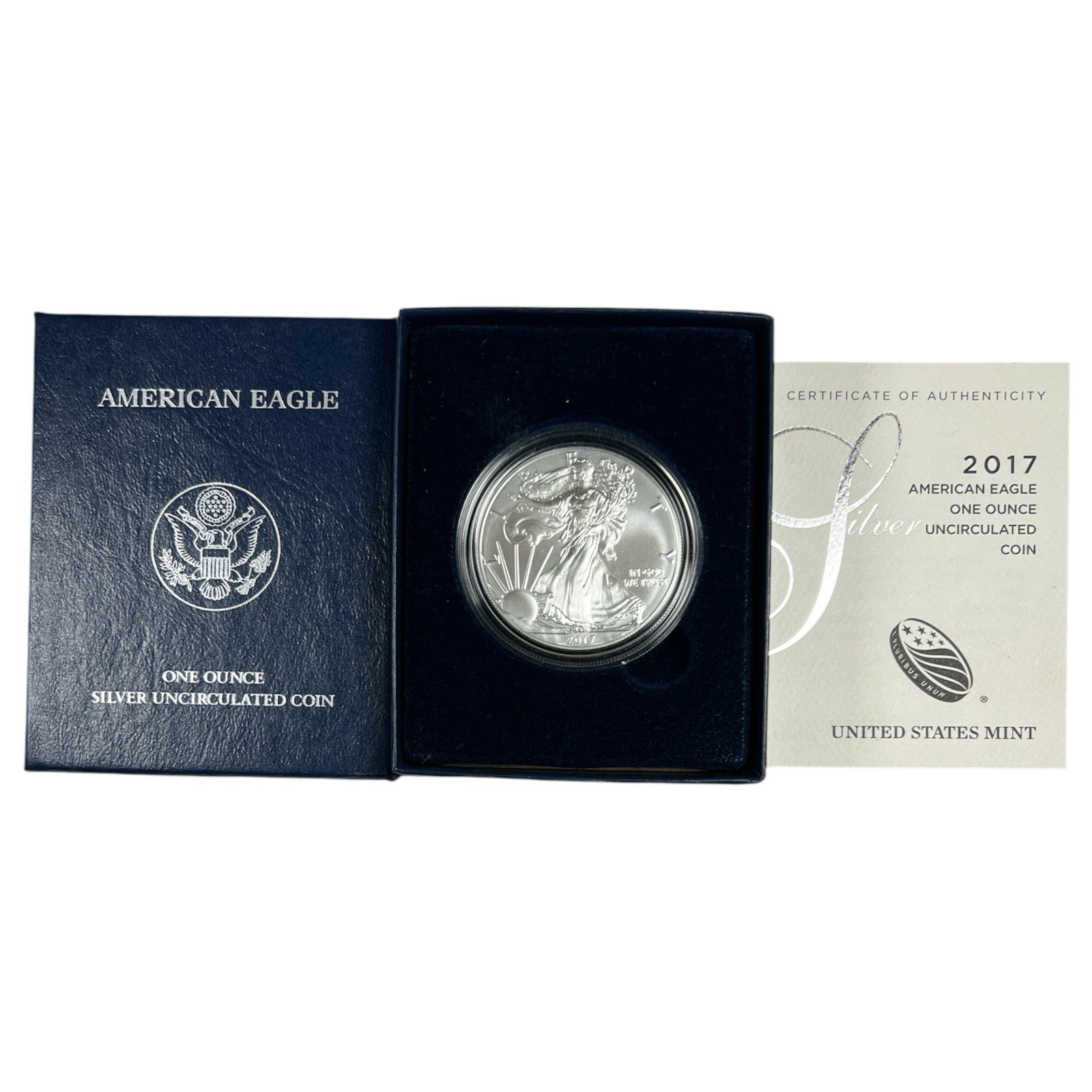 2017 Uncirculated $1 American Silver Eagle Box & COA NB127
