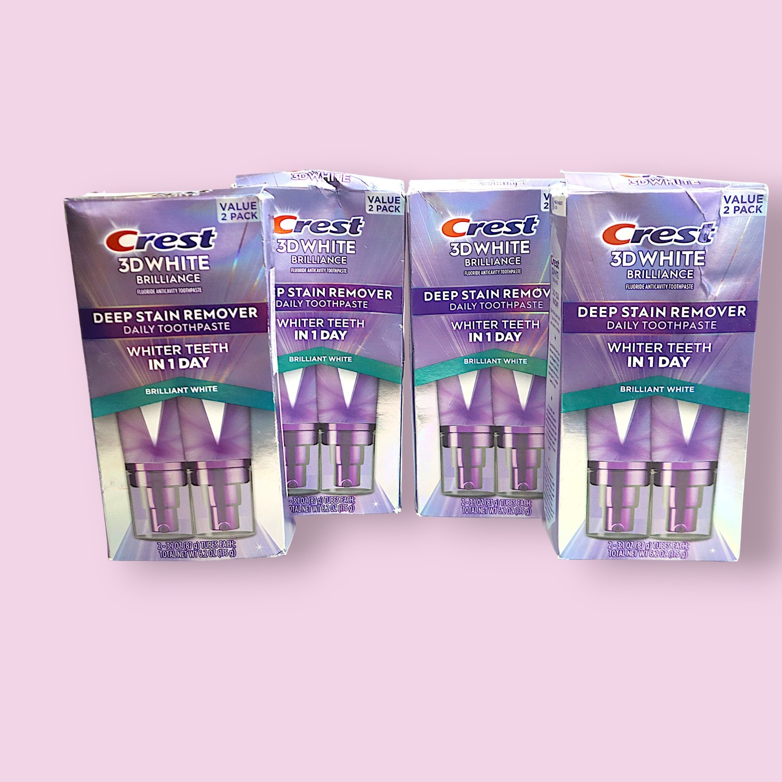 4 x Crest 3Dwhite Brilliance Deep Stain Remover Brilliant White Toothpaste