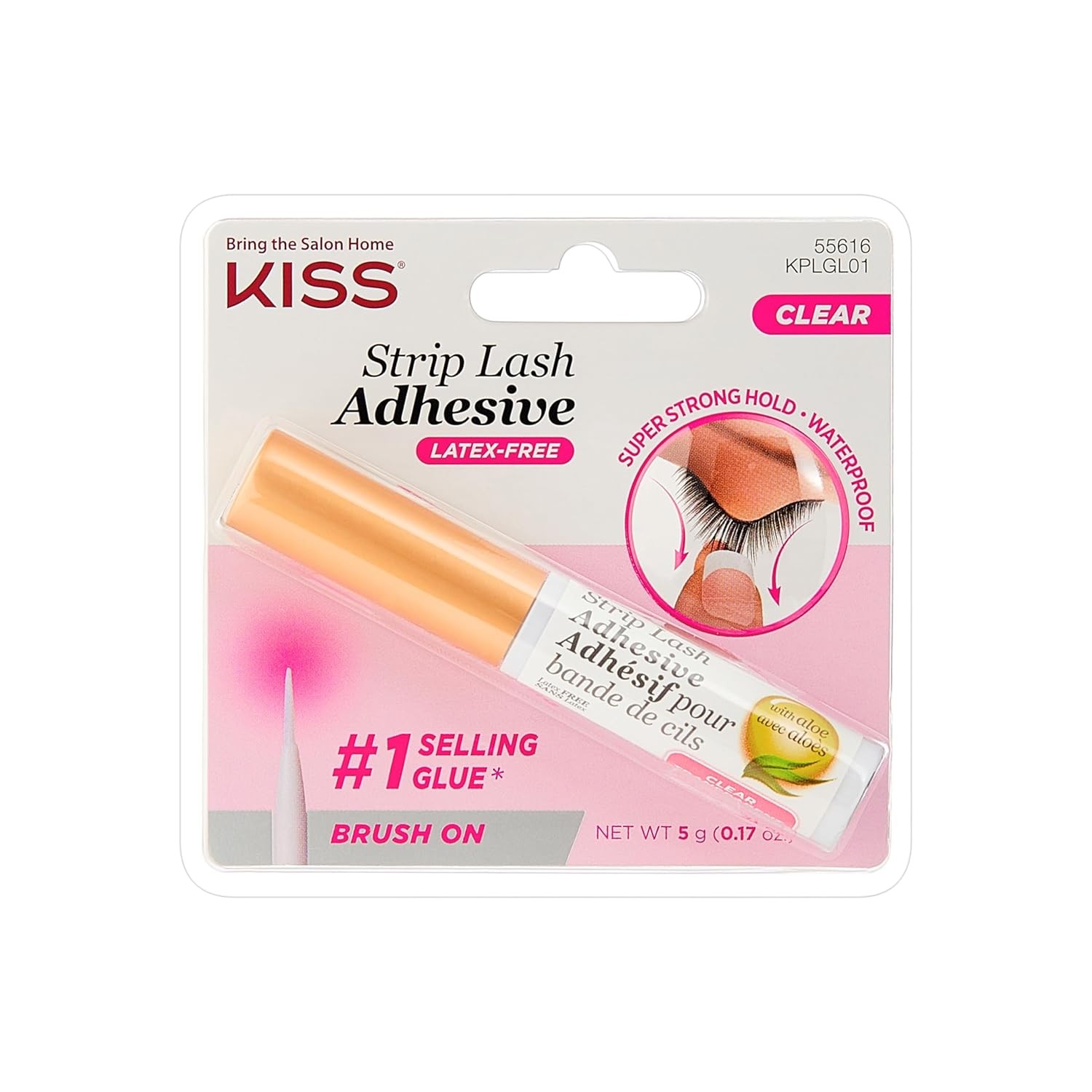 Kiss Lash Adhesive, Lash Glue, 24hr Strip Eyelash Adhesive, Clear, Includes Lash