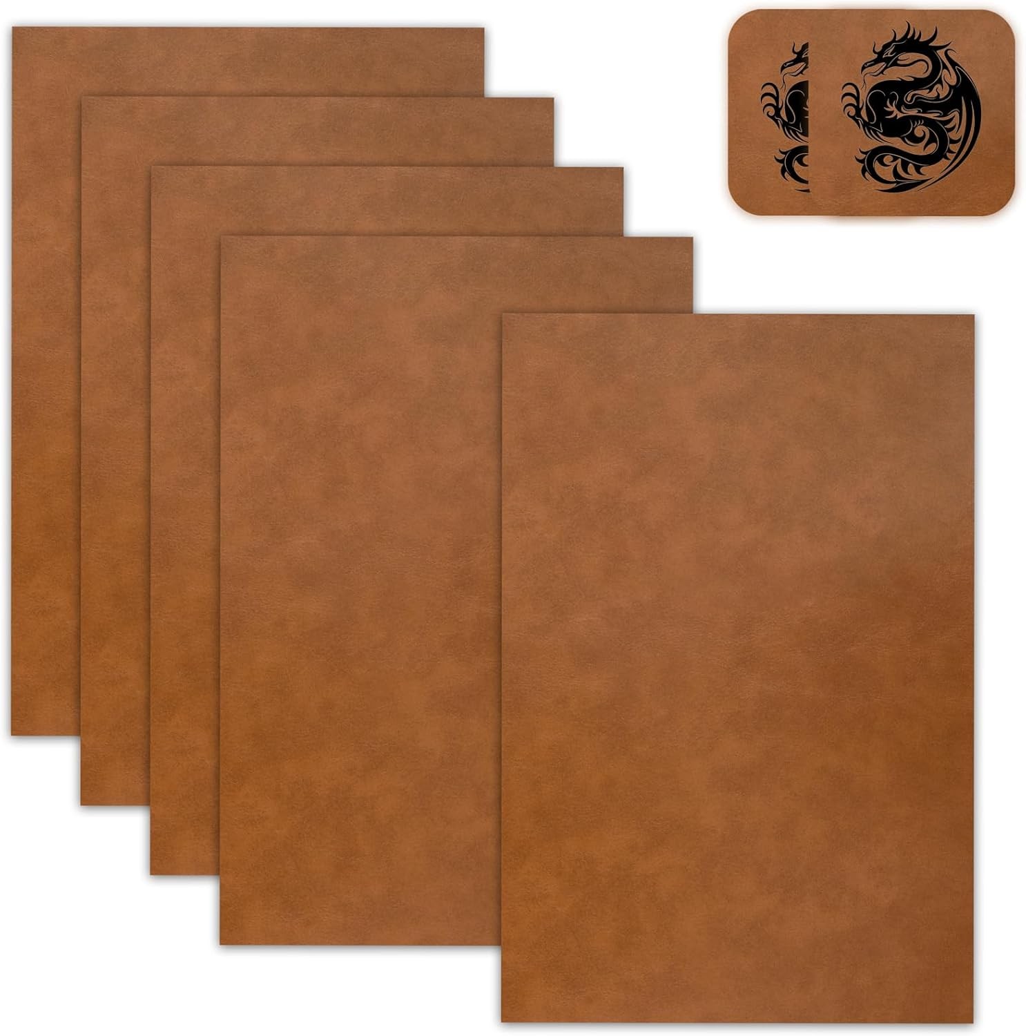 5 Pack Laserable Leatherette Sheet Faux Leather Laser Engraving Bourbon Brown