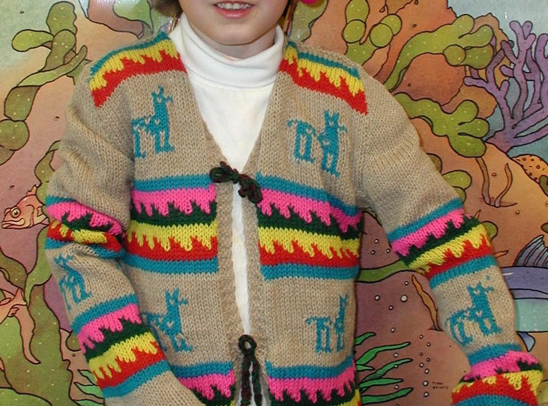 Peruvian Sweater with Llamas Hand Made by Peru Highland Artisans Age 2-6 years