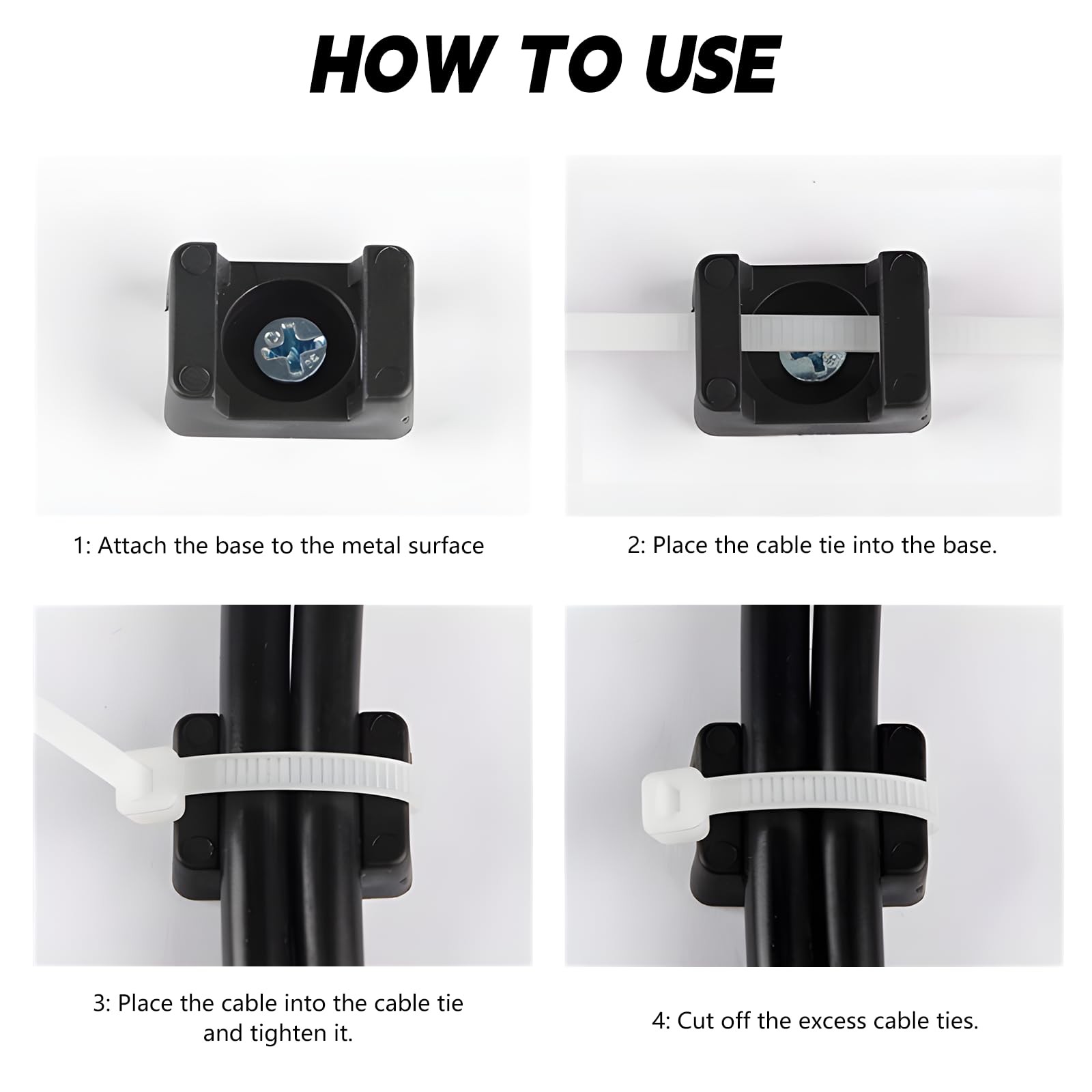 20Pcs Magnetic Zip Tie Mount and 100 Nylon Cable Ties, Magnetic Cable Clips, ...