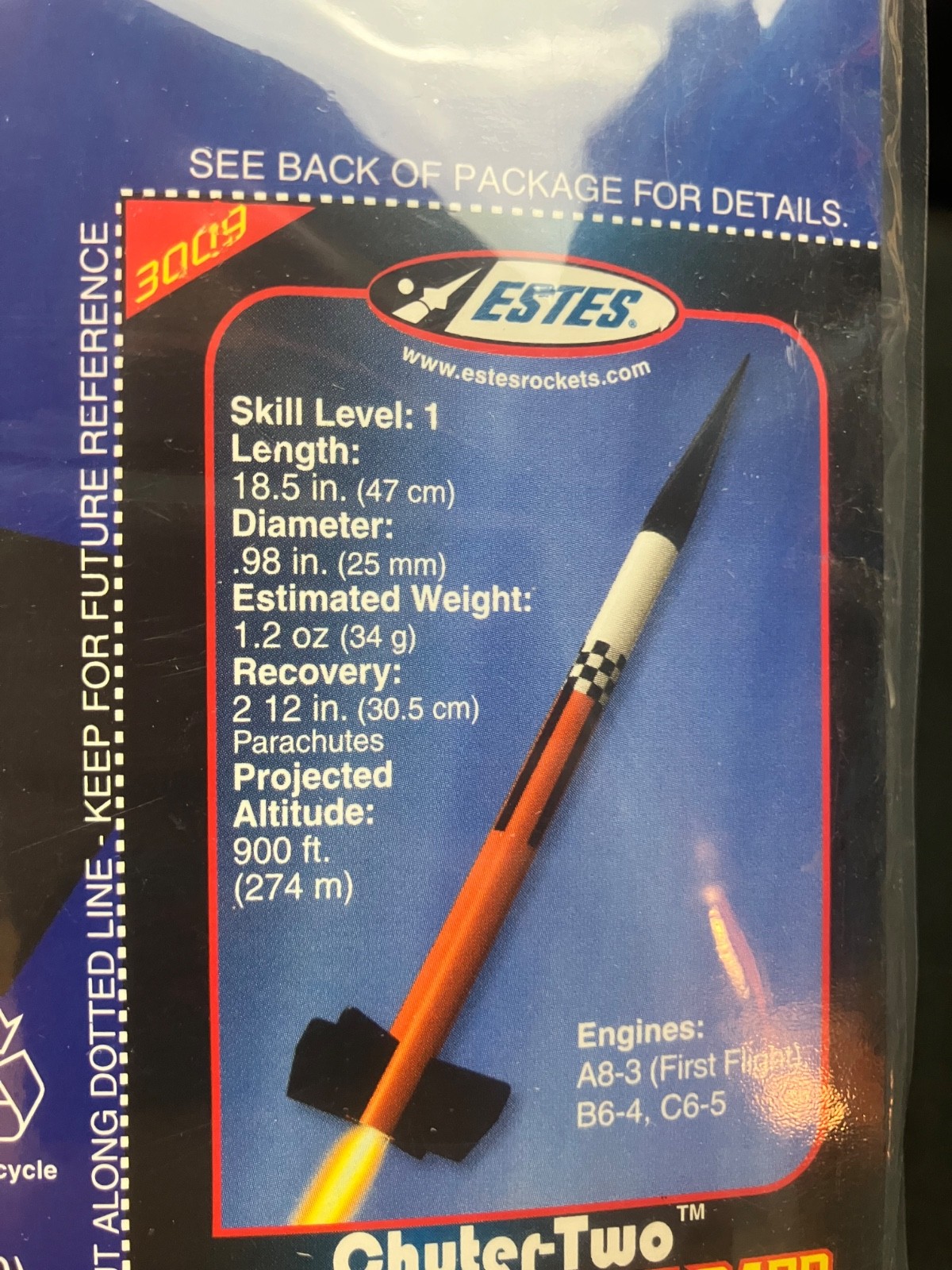 Estes Chuter-Two Flying Model Rocket Kit #3009 - Sealed